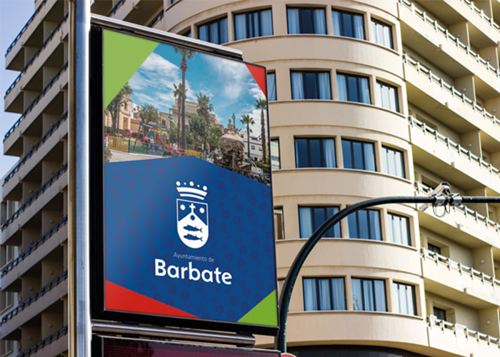 Cartel con imagen corporativa del ayuntamiento de Barbate